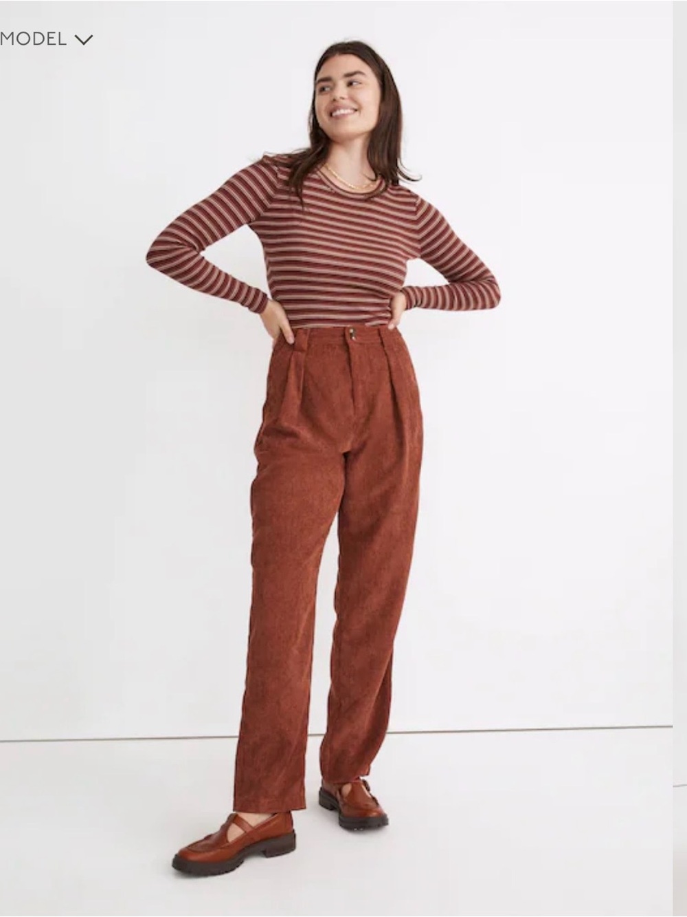 Madewell Women's High-Waist Corduroy Trousers in Rust